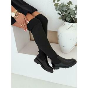 Női térdig érő csizma, fekete kép