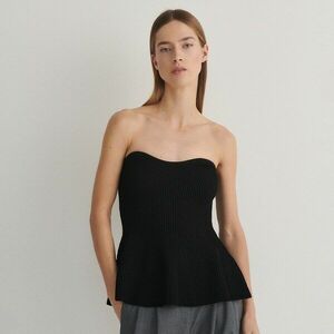 Reserved - Váll nélküli, bordás, kötött felső - Fekete kép