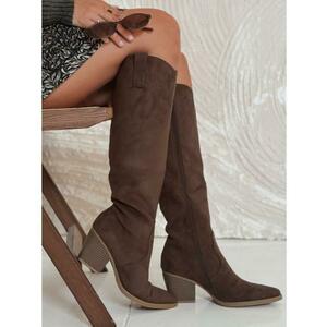 Női szarvasbőr cipő sarokkal, barna kép