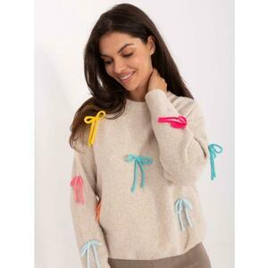 Világos lila klasszikus pulóver kerek nyakkivágással kép