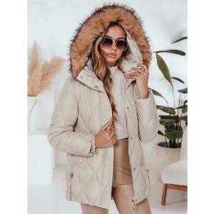 Női téli kabát LUMORE steppelt kapucnis világos bézs kép