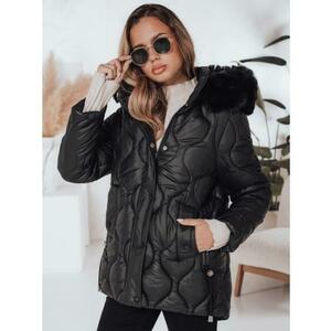 Női téli steppelt kabát LUMORE kapucnival, fekete kép