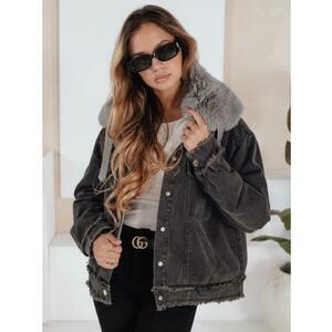 FURDENIM női farmerkabát szőrmebéléssel, sötét szürke kép