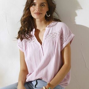 Egyszínű blúz pamut gézből készült egyszínű blúz kép