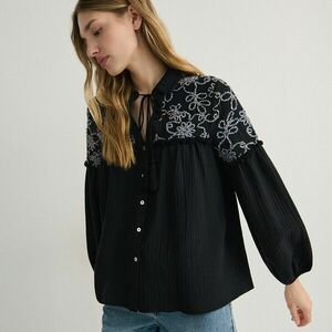 Reserved - Dziszes himzésű blúz - Fekete kép