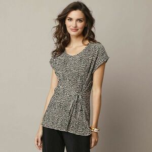 Nyomtatott tunika ing, rakott fényes kötött anyagból kép