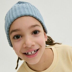 Reserved - Bordázott kötésű beanie sapka - Kék kép