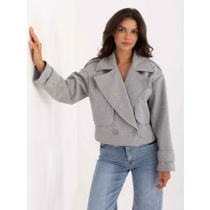 Szürke rövid kabát gallérral RUE PARIS kép