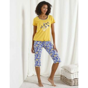 Pizsama 3/4-es nadrággal és citromsárga mintával kép