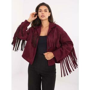 Bordó szarvasbőr kabát gallérral kép