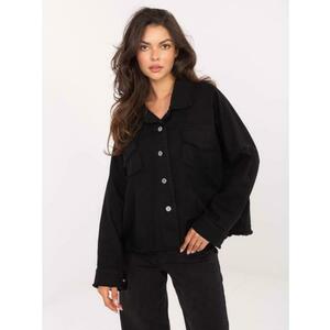 Fekete farmer kabát zsebekkel RUE PARIS kép