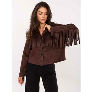 Barna velúr kabát rojtokkal kép