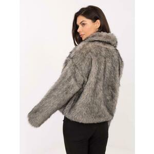 Szürke bőrdzseki gallérral RUE PARIS kép