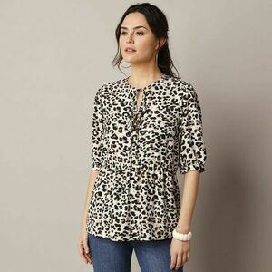 Blúz nyakkendővel, állatbőr mintás kép