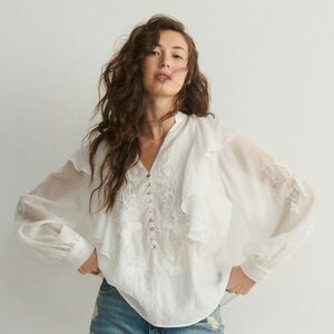 Reserved - Dziszes himzésű blúz - Krém kép