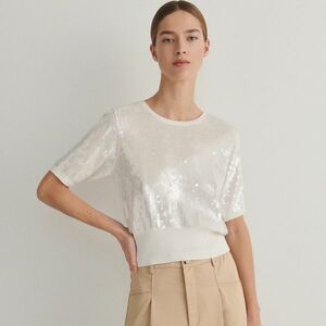 Reserved - Flitteres pulóver - Krém kép