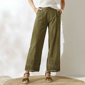 7/8 széles nadrág, Madeira hímzéssel kép