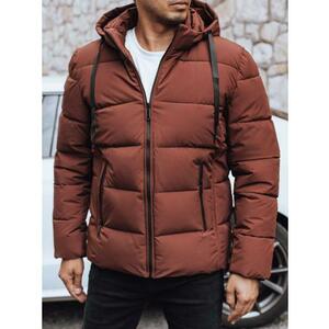 Férfi téli steppelt kabát kapucnival, téglavörös kép