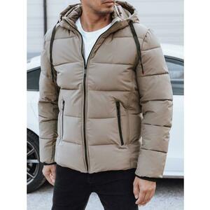 Férfi téli steppelt kabát kapucnival, bézs kép