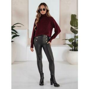 Női ökológiai bőr leggings gombokkal, fekete kép