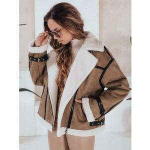 Női téli kabát szőrme gallérral, barna kép