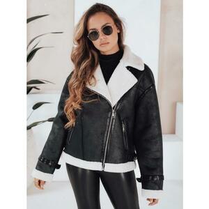 Női téli kabát szőrme gallérral, fekete kép