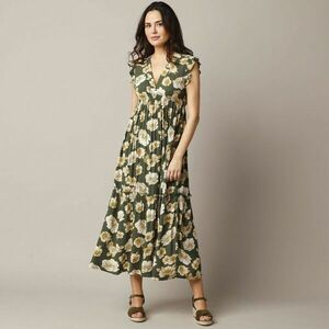 Hosszú, ujjatlan, kreppelt, nyomtatott ruha kép