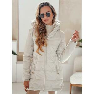 Női steppelt téli kabát kapucnival, világosszürke kép