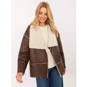 Barna női kabát gombolás nélkül kép