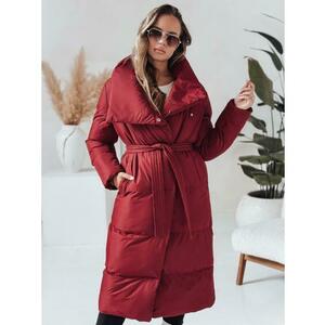 Női hosszú steppelt kabátok FAVI bordó kép