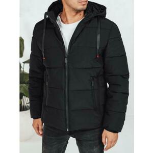 Férfi téli steppelt kabát kapucnival, fekete kép