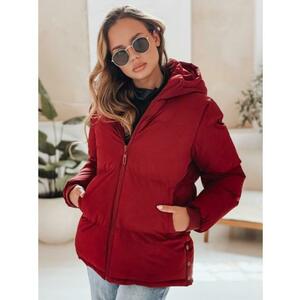 Női steppelt kabát kapucnival MISSFROST, bordó kép