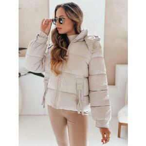 Női steppelt kabát kapucnival, bézs kép