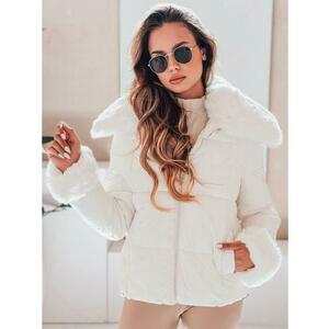 Női steppelt rövid kabát szőrme béléssel, fehér kép