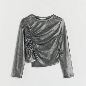 Reserved - Póló dekoratív ráncolással - Fekete kép