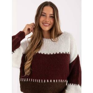 Ecru és bordó oversized pulóver gyapjúval RUE PARIS kép