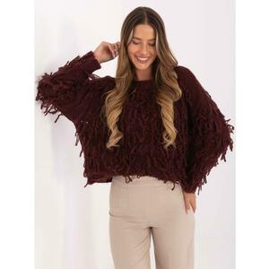 Burgundi oversized pulóver boho stílusban RUE PARIS kép