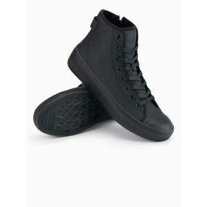 Férfi magas cipő cipzárral, könnyű felvételhez – fekete V1 OM-FOTH-0184 kép