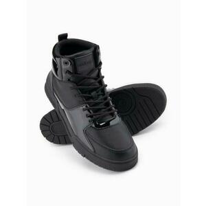 Férfi magas cipő fényes elemekkel – fekete V1 OM-FOSH-0178 kép