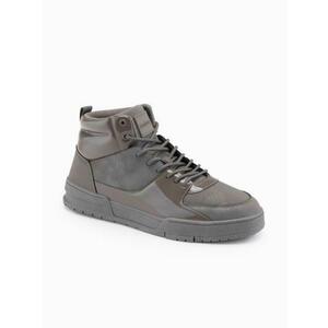 Férfi magas cipő fényes elemekkel – barna V4 OM-FOSH-0178 kép