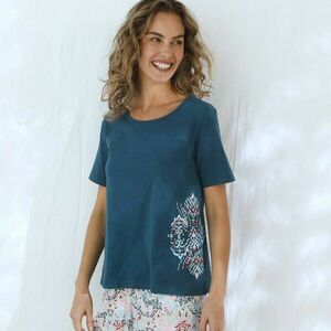 Rövid ujjú pizsamaing, oldalán ikatmintás mintával kép