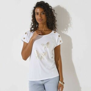 Póló nyomtatott mintával és gombokkal a vállon kép