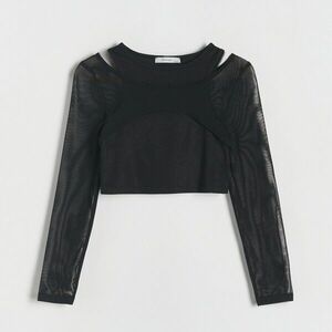 Reserved - Blúz hálós ujjal - Fekete kép