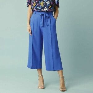 Széles 7/8-as nadrág elasztikus derékszíjjal és övvel, kisebb testalkatúak számára kép