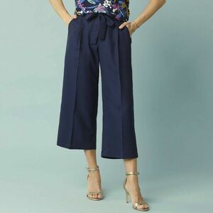 Széles 7/8-as nadrág elasztikus derékszíjjal és övvel, kisebb testalkatúak számára kép