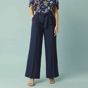 Széles szárú nadrág elasztikus derékpánttal és övvel, kisebb testalkatúak számára kép