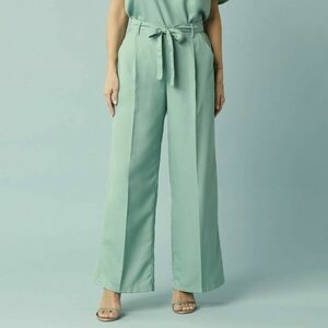 Széles szárú nadrág elasztikus derékpánttal és övvel, kisebb testalkatúaknak kép