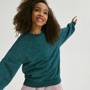 Reserved - Koptatott hatású kapucnis pulóver - Türkiz kép