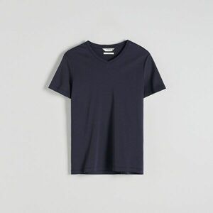 Reserved - Slim szabású, V-nyakú póló - Tengerészkék kép