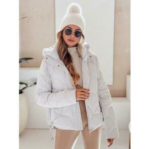 Női rövid steppelt kabát LOVEWARM kapucnis, fehér kép